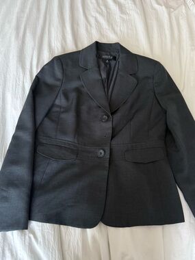 Kasper Grey Blue Blazer Jacket Size 12 Fully Lined Tailored Career Classic